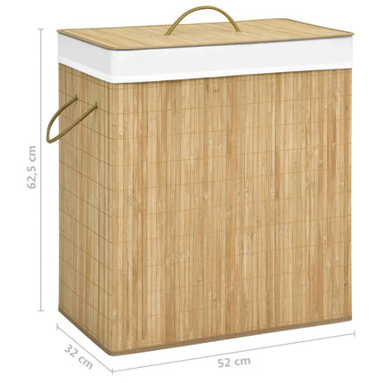 Bamboo Laundry Basket with 2 Sections 100 L