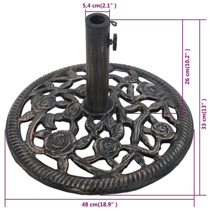 vidaXL Umbrella Base Bronze 12 kg 48 cm Cast Iron