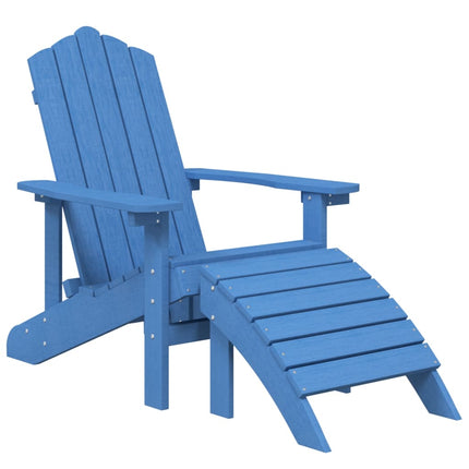 Garden Adirondack Chair with Footstool & Table HDPE Aqua Blue