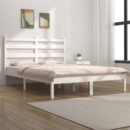 vidaXL Bed Frame White Solid Wood Pine 180x200 cm 6FT Super King