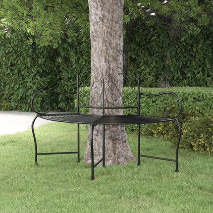 vidaXL Tree Bench 150 cm Black Steel