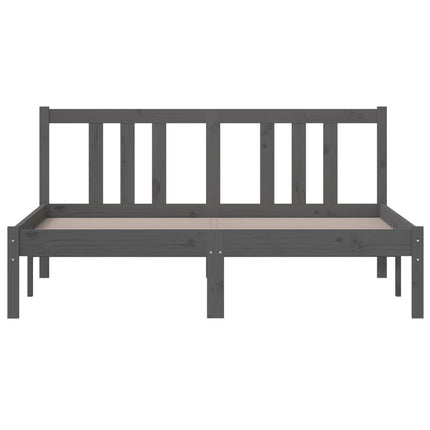 Bed Frame Grey Solid Wood 137x187 Double Size