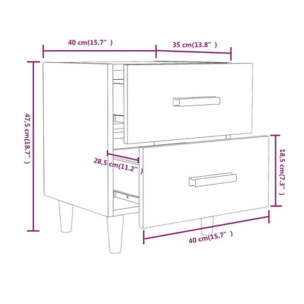 vidaXL Bed Cabinet Concrete Grey 40x35x47.5 cm