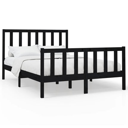 vidaXL Bed Frame Black Solid Wood Pine 150x200 cm 5FT King Size