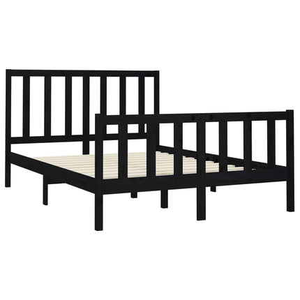 vidaXL Bed Frame Black Solid Wood Pine 150x200 cm 5FT King Size