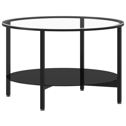 Tea Table Black and Transparent 70 cm Tempered Glass