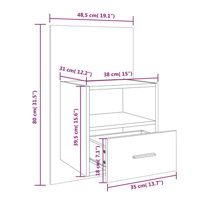 vidaXL Wall Bedside Cabinets 2 pcs Sonoma Oak Engineered Wood