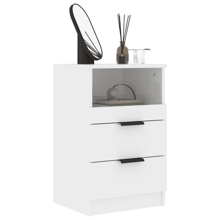 Bedside Cabinets 2 pcs High Gloss White Engineered Wood