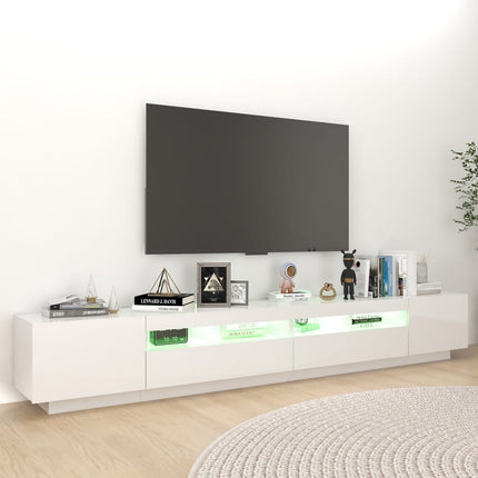 vidaXL TV Cabinet with LED Lights High Gloss White 260x35x40 cm