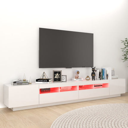 vidaXL TV Cabinet with LED Lights High Gloss White 260x35x40 cm