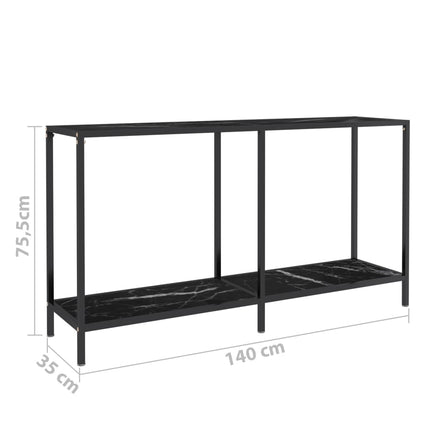 vidaXL Console Table Black 140x35x75.5 cm Tempered Glass
