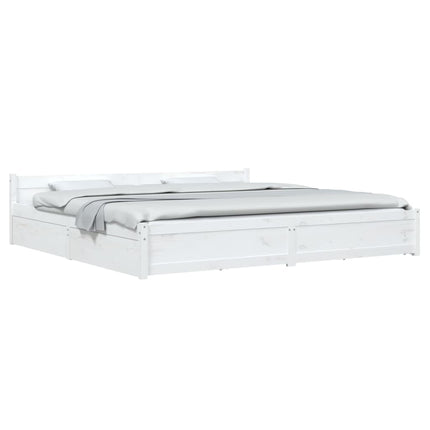 Bed Frame with Drawers White 183x203 cm King Size