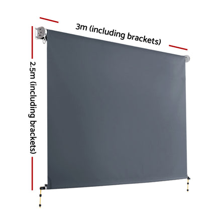 Outdoor Blind Window Roll Down Awning Canopy Privacy Screen 3X2.5M
