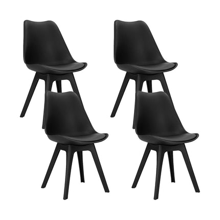 Set of 4 Retro Padded Dining Chair - Black