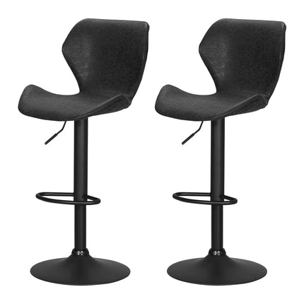 Set of 2 Bar Stools Kitchen Stool Chairs Metal Barstool Swivel Black Frawley