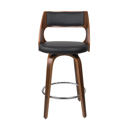 Set of 4 Wooden Bar Stools PU Leather - Black and Wood