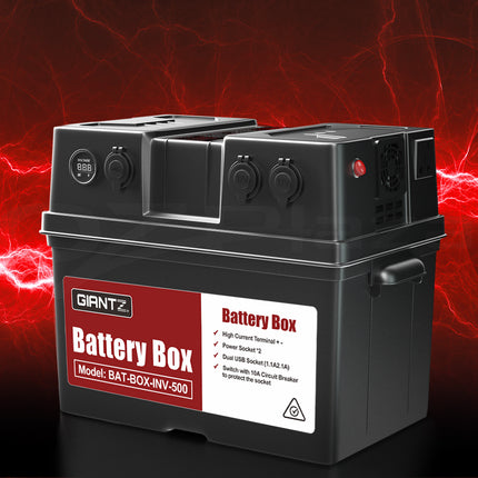 Battery Box 500W Inverter Deep Cycle Battery Portable Caravan Camping USB