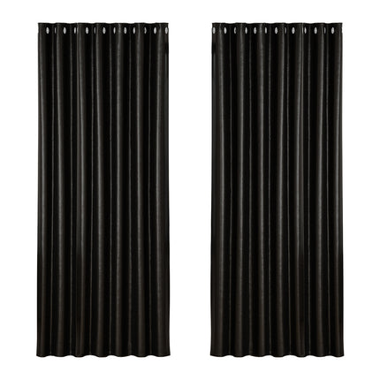 2X Blockout Curtains Blackout Window Curtain Eyelet 240x230cm Black