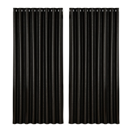 2X Blockout Curtains Blackout Window Curtain Eyelet 300x230cm Black
