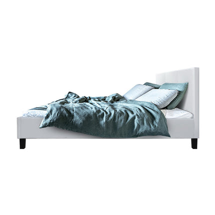Neo Bed Frame PU Leather - White Double