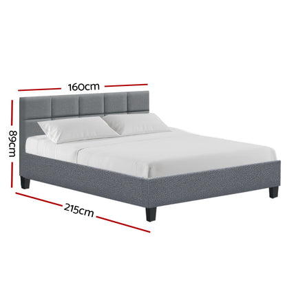 Tino Bed Frame Queen Size Grey Fabric