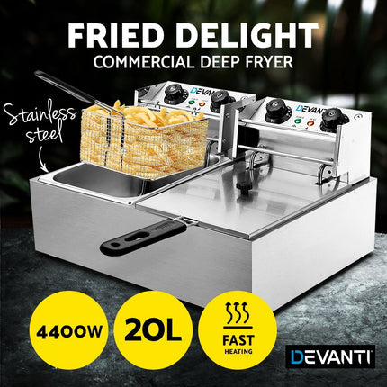 Electric Commercial Deep Fryer Twin Frying Basket Chip Cooker Kitchen