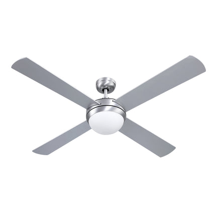 52'' Ceiling Fan w/Light w/Remote Timer - Silver