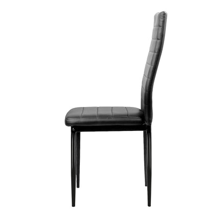 Set of 4 Dining Chairs PVC Leather - Black