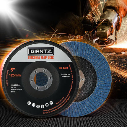 10 PCS Zirconia Sanding Flap Disc 5’’ 125mm 60Grit Angle Grinding Wheel
