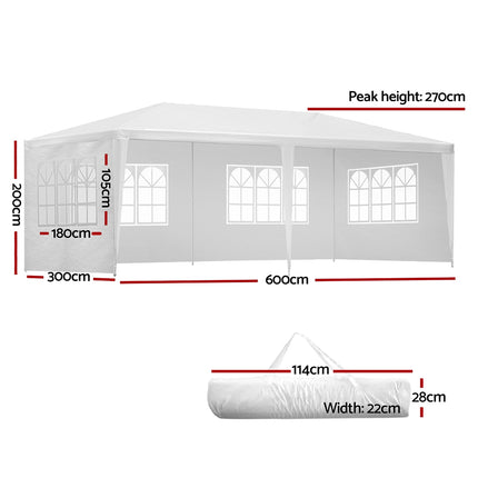 Gazebo 3x6 Outdoor Marquee Side Wall Party Wedding Tent Camping White