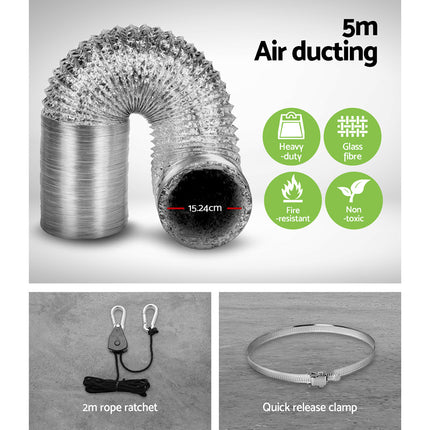 6" Hydroponics Grow Tent Kit Ventilation Kit Fan Carbon Filter Duct