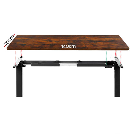 Electric Standing Desk Motorised Sit Stand Desks Table Black Brown 140cm