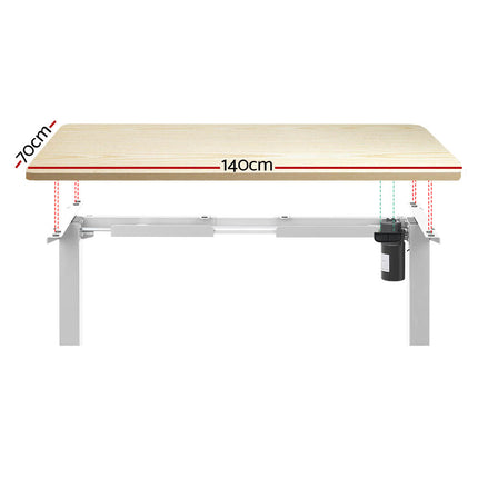 Electric Standing Desk Motorised Sit Stand Desks Table White Oak 140cm