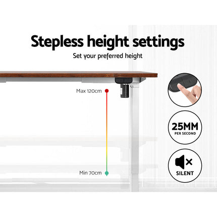 Electric Standing Desk Motorised Sit Stand Desks Table White Brown 140cm