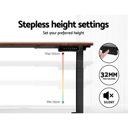 Standing Desk Electric Adjustable Sit Stand Desks Black Brown 140cm