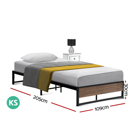 Metal Bed Frame King Single Size Wooden Mattress Base Platform Black OSLO