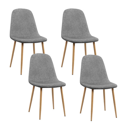 Set of 4 Adamas Fabric Dining Chairs - Light Grey