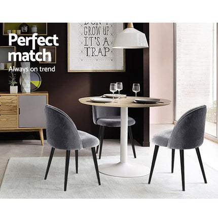 Set of 2 Velvet Modern Dining Chair - Dark Grey