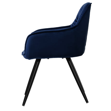 Set of 2 Calivia Dining Chairs Kitchen Chairs Upholstered Velvet Blue