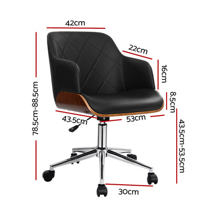 Wooden Office Chair Computer PU Leather Desk Chairs Executive Black Wood