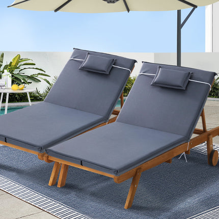 Sun Lounger Wicker Lounge Day Bed Wheel Patio Outdoor Setting Furniture