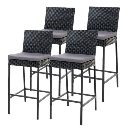 Set of 4 Outdoor Bar Stools Dining Chairs Wicker Furniture