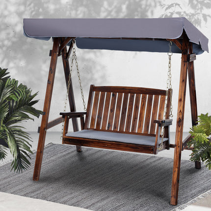 Swing Chair Wooden Garden Bench Canopy 2 Seater Outdoor Furniture