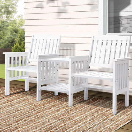 Garden Bench Chair Table Loveseat Wooden Outdoor Furniture Patio Park White