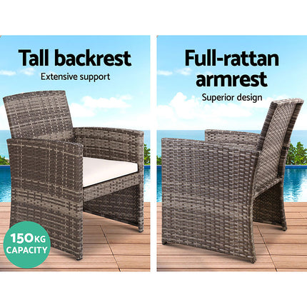 Set of 4 Outdoor Lounge Setting Rattan Patio Wicker Dining Set Mixed Grey