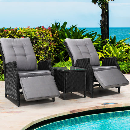 Recliner Chairs Sun lounge Setting Outdoor Furniture Patio Wicker Sofa