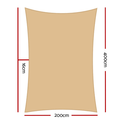 Sun Shade Sail Cloth Shadecloth Rectangle Canopy Sand 280gsm 2x4m