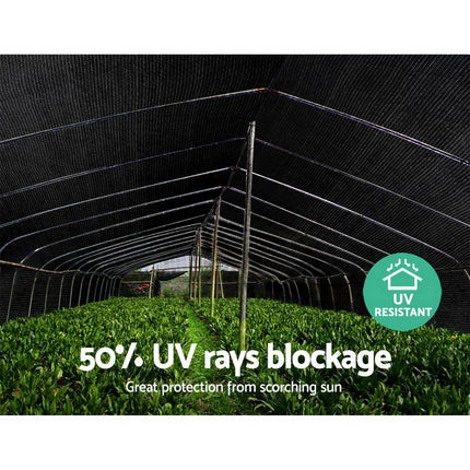 50% UV Sun Shade Cloth Shadecloth Sail Roll Mesh Garden Outdoor 1.83x50m Black