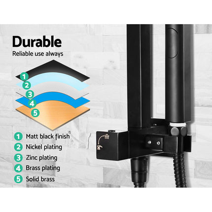 WELS 8'' Rain Shower Head Set Square Handheld High Pressure Wall Black