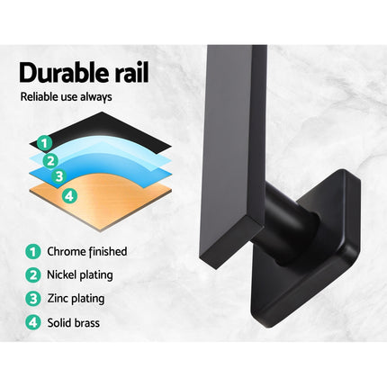 WElS 8'' Rain Shower Head Set Square High Pressure Wall Arm DIY Black